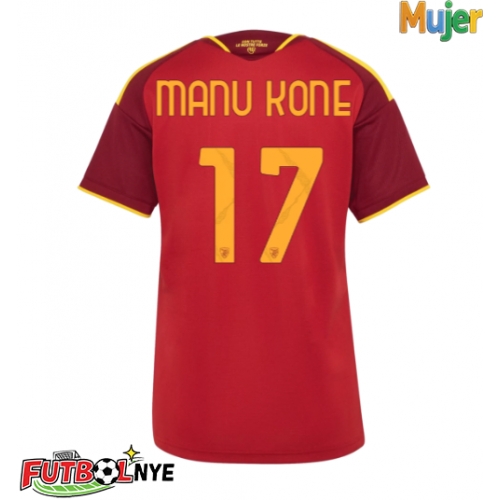 Camiseta AS Roma Manu Kone #17 Primera Equipación para mujer 2026-27 manga corta